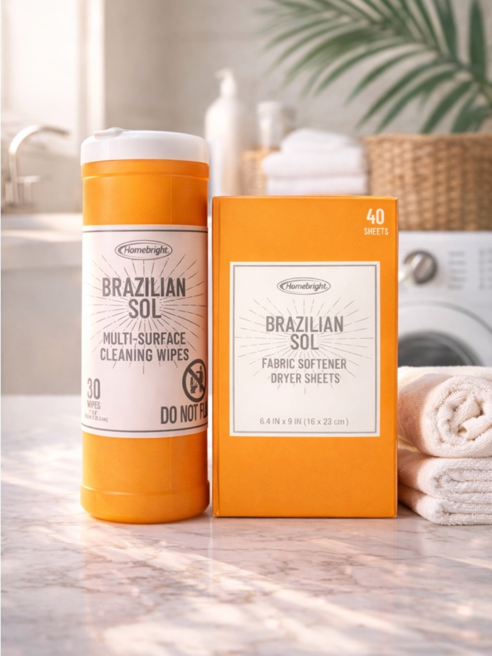 Brazilian Sol Homebright Cleaning Wipes + Dryer Sheets Bundle 🌞 Luxe Scent Set